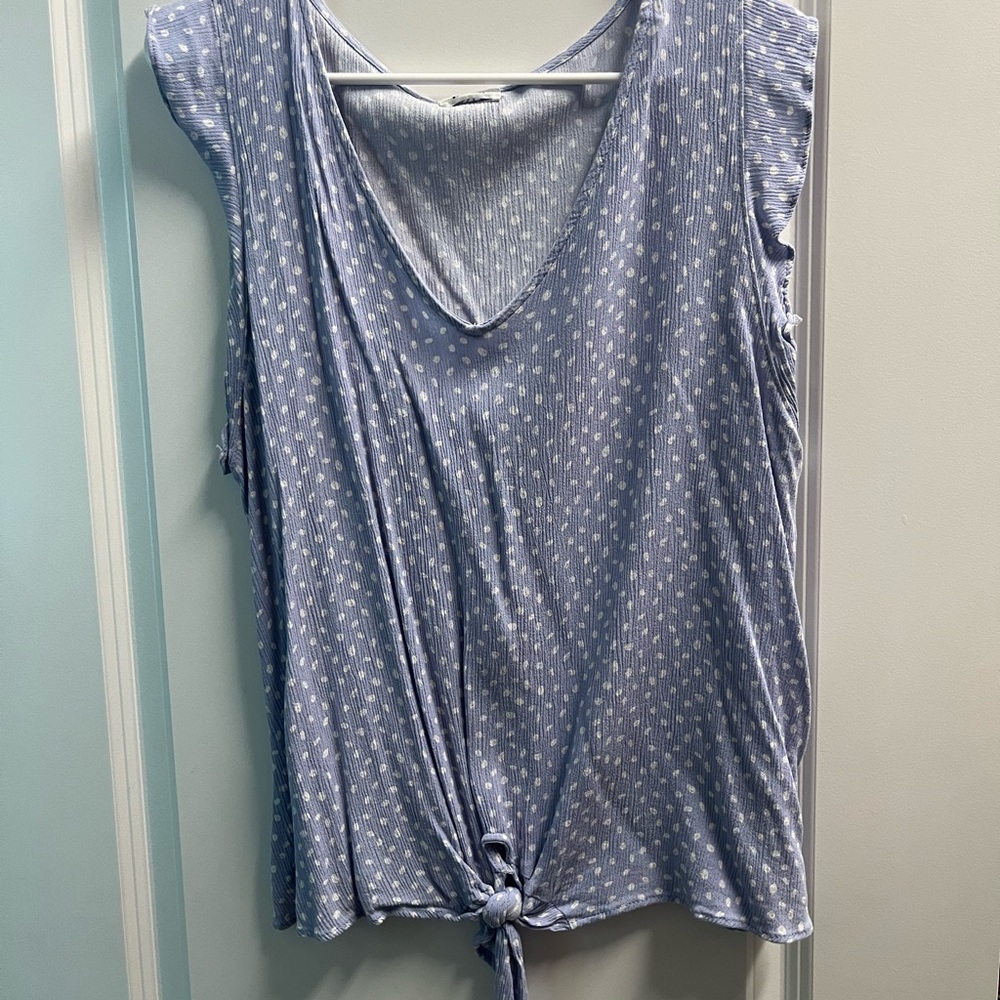 Beacon West K Blue and White Polka Dot Blouse